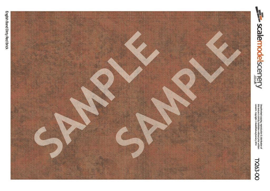 OO/HO English Bond Dirty Red Brick Texture Paper (x5) - Image 2