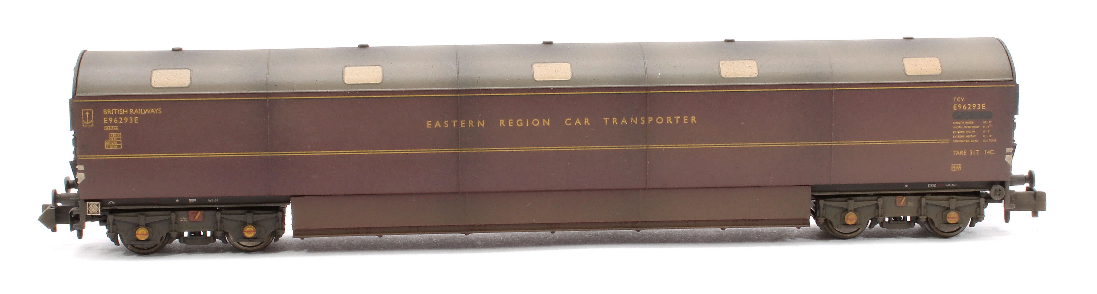 Custom Weathered Newton Chambers Car Transporter Eastern Region BR Lined Maroon E96286/293/297E - Pack 2 - Image 5