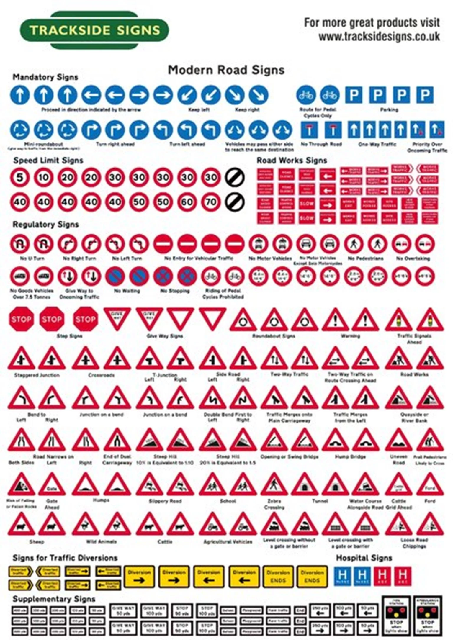 TSRS0001 Die Cut Modern Road Signs
