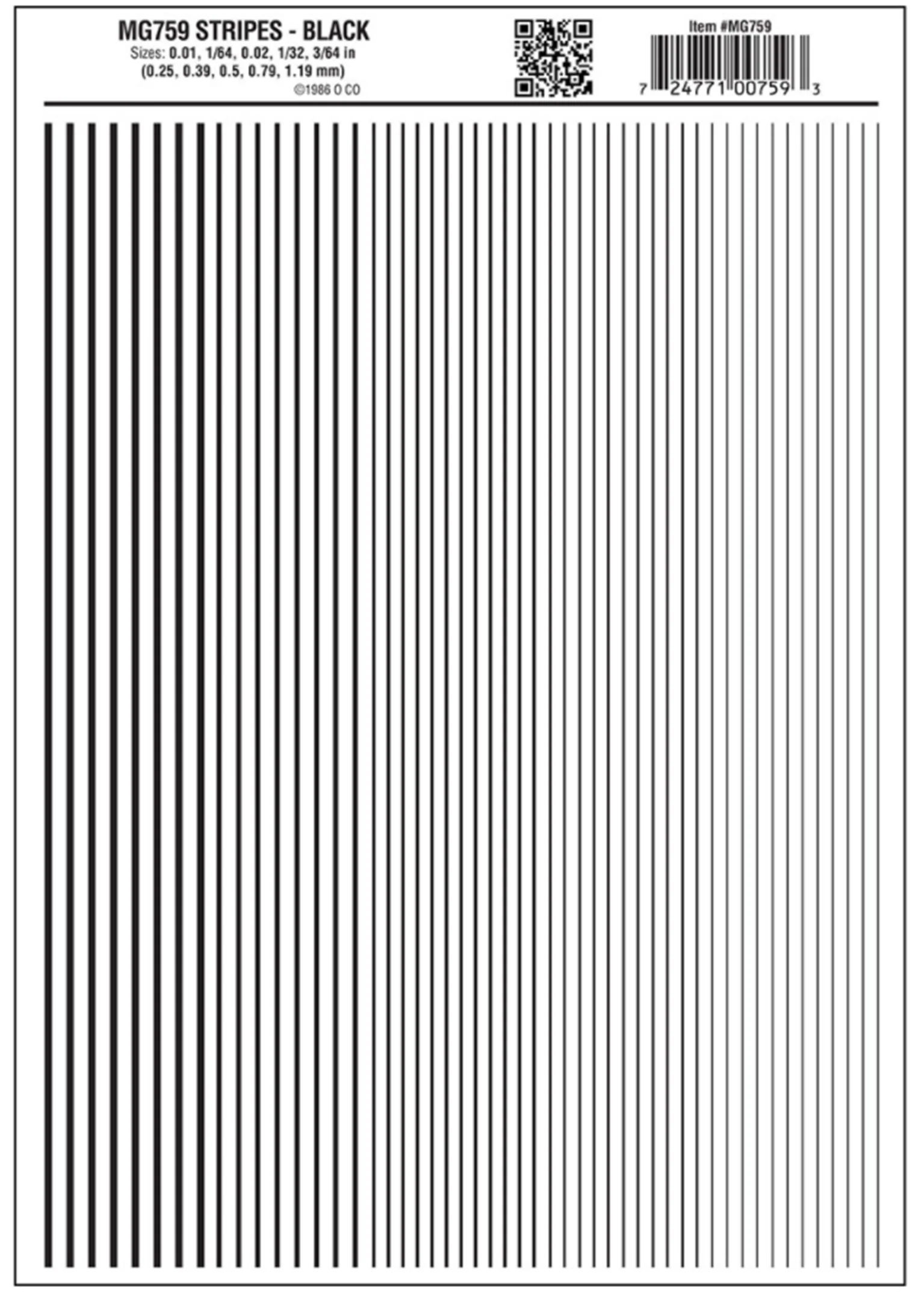 WMG759 MG759 WOODLAND SCENICS - Decals - Stripes Black